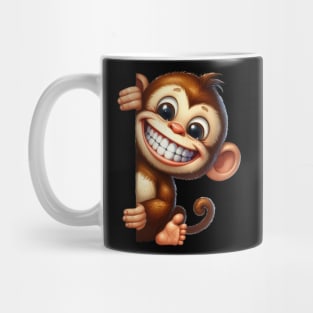 Cute Monkey Peeking Round A Corner Mug